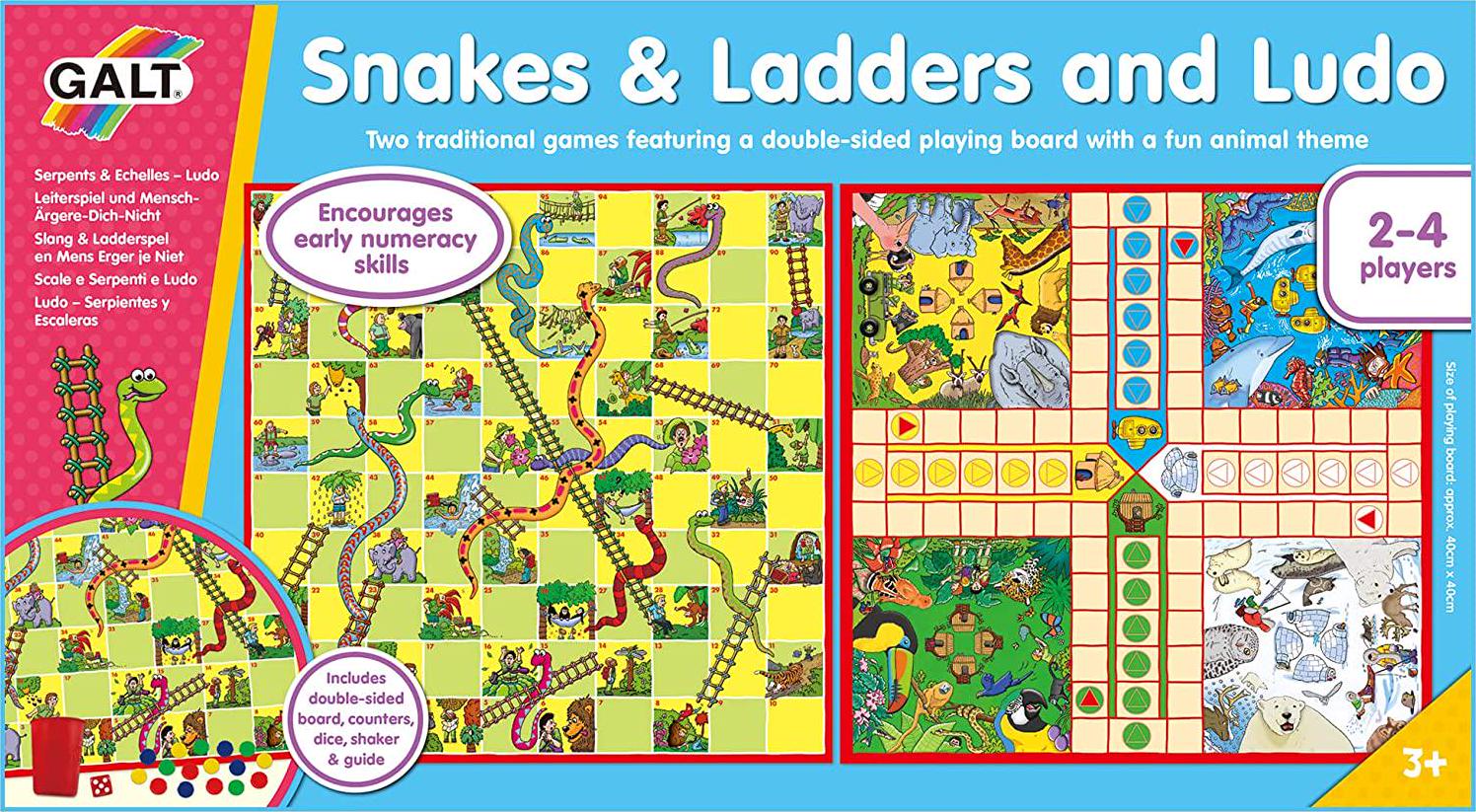 Galt, Galt Toys, Snakes and Ladders and Ludo, Classic Board Game, Ages 3 Years Plus, 2-4 Players