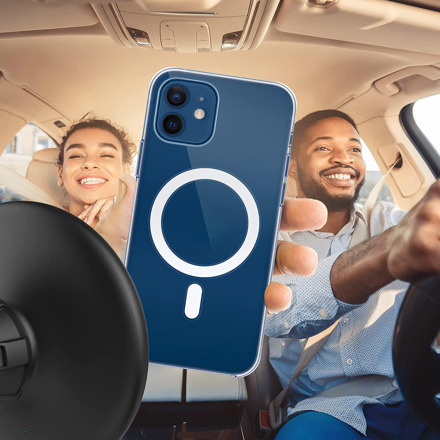 GALVANOX, Galvanox Magnetic Car Mount Phone Holder with Wireless Charging - MagSafe Compatible Fast Charging for iPhone 12,13,14 Pro/Max (15W Charger Included)