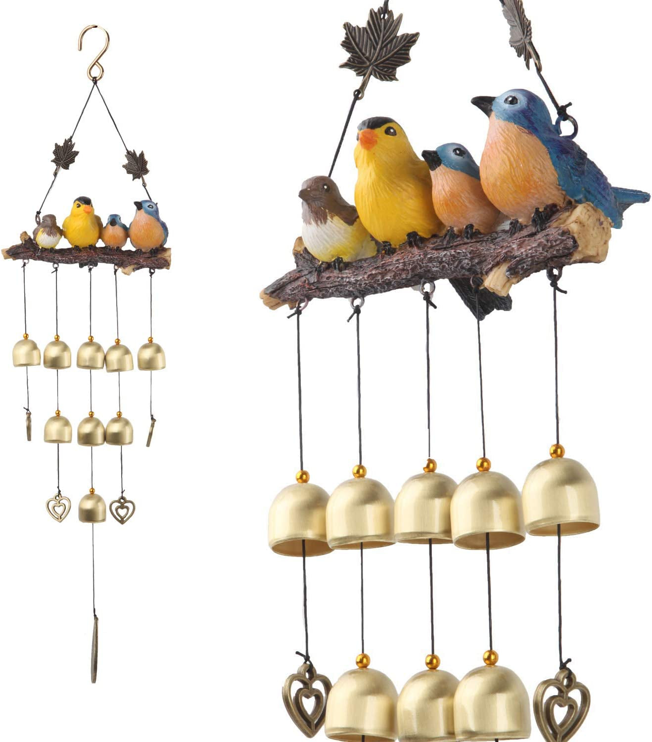 Gardenvy, Gardenvy Bird Nest Wind Chime, Bird Bells Chimes with 12 Wind Bells for Glory Mother’S Love Gift, Garden Backyard Church Hanging Decor, Bronze