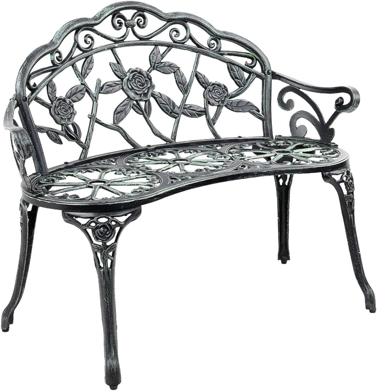 Gardeon, Gardeon Bench Outdoor Garden Park Chair Seat Relax Cast Aluminium Vintage Green