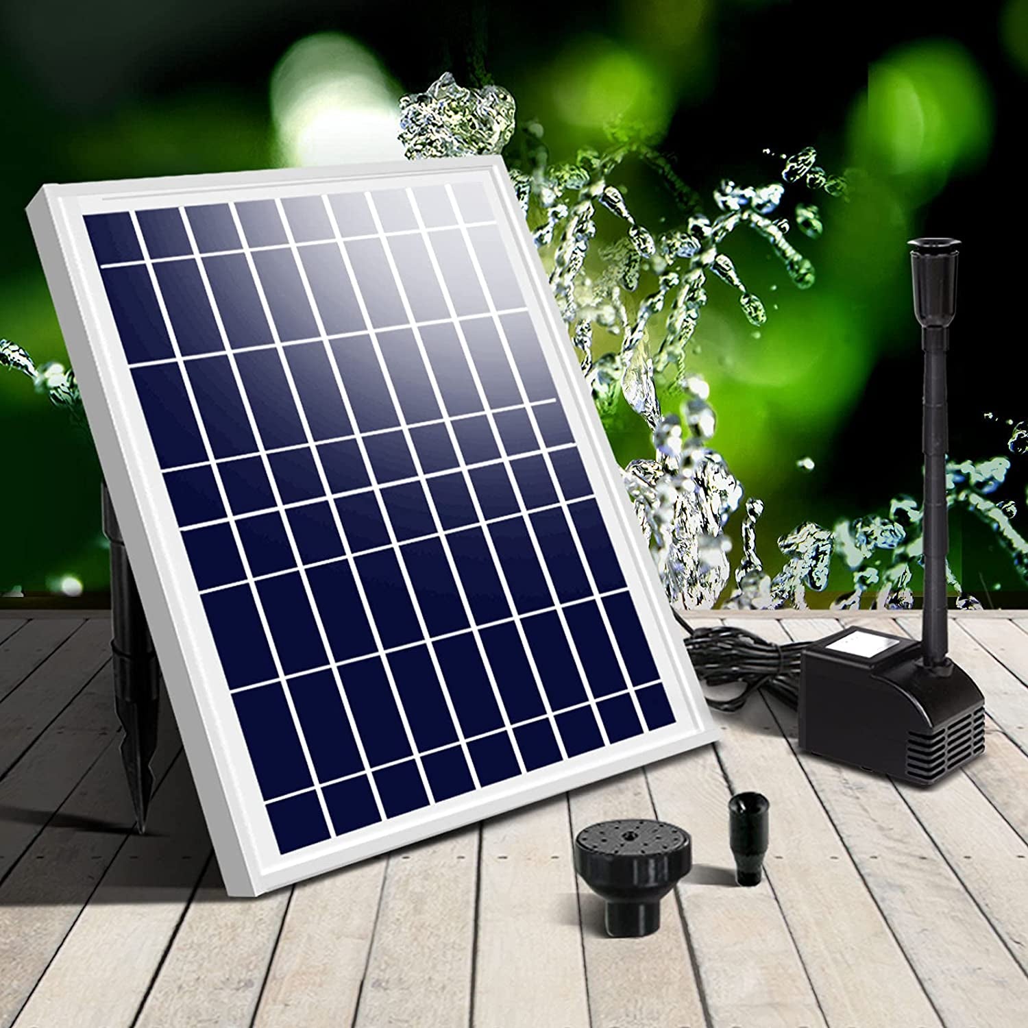 Gardeon, Gardeon Solar Powered Water Fountain Pump Kit with LED Light, 60W Solar Panel and Brushless DC Submersible Solar Fountain Pump for Patio, Garden and Pond