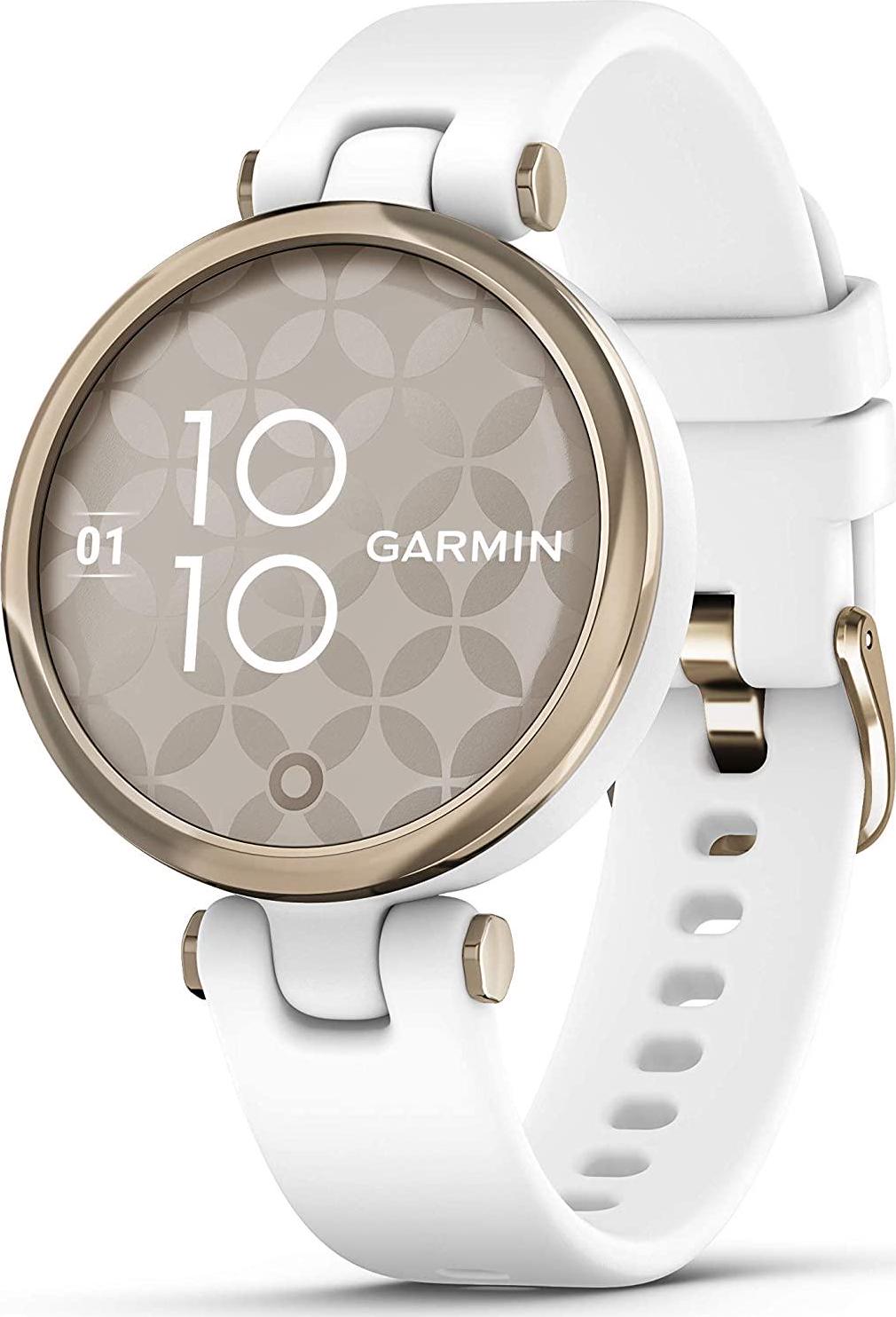 Garmin, Garmin Lily, Small GPS Smartwatch with Touchscreen and Patterned Lens, Light Gold and White, 1 inch (010-02384-00)