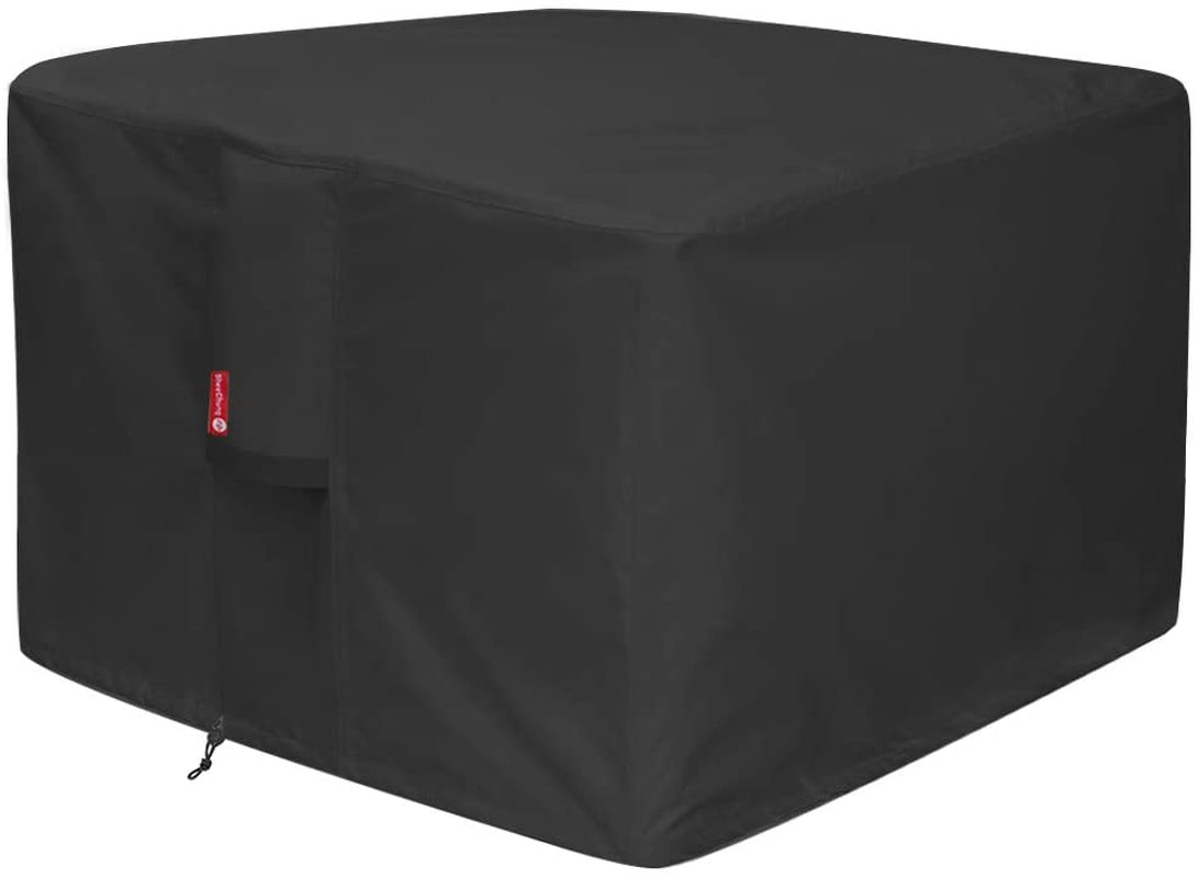 SheeChung, Gas Fire Pit Cover Square - Premium Patio Outdoor Cover Heavy Duty Fabric with PVC Coating,100% Waterproof,Anti-Crack,Fits for 30 Inch,31 Inch,32 Inch Fire Pit/Table Cover (32"L X 32"W X 24"H,Black)