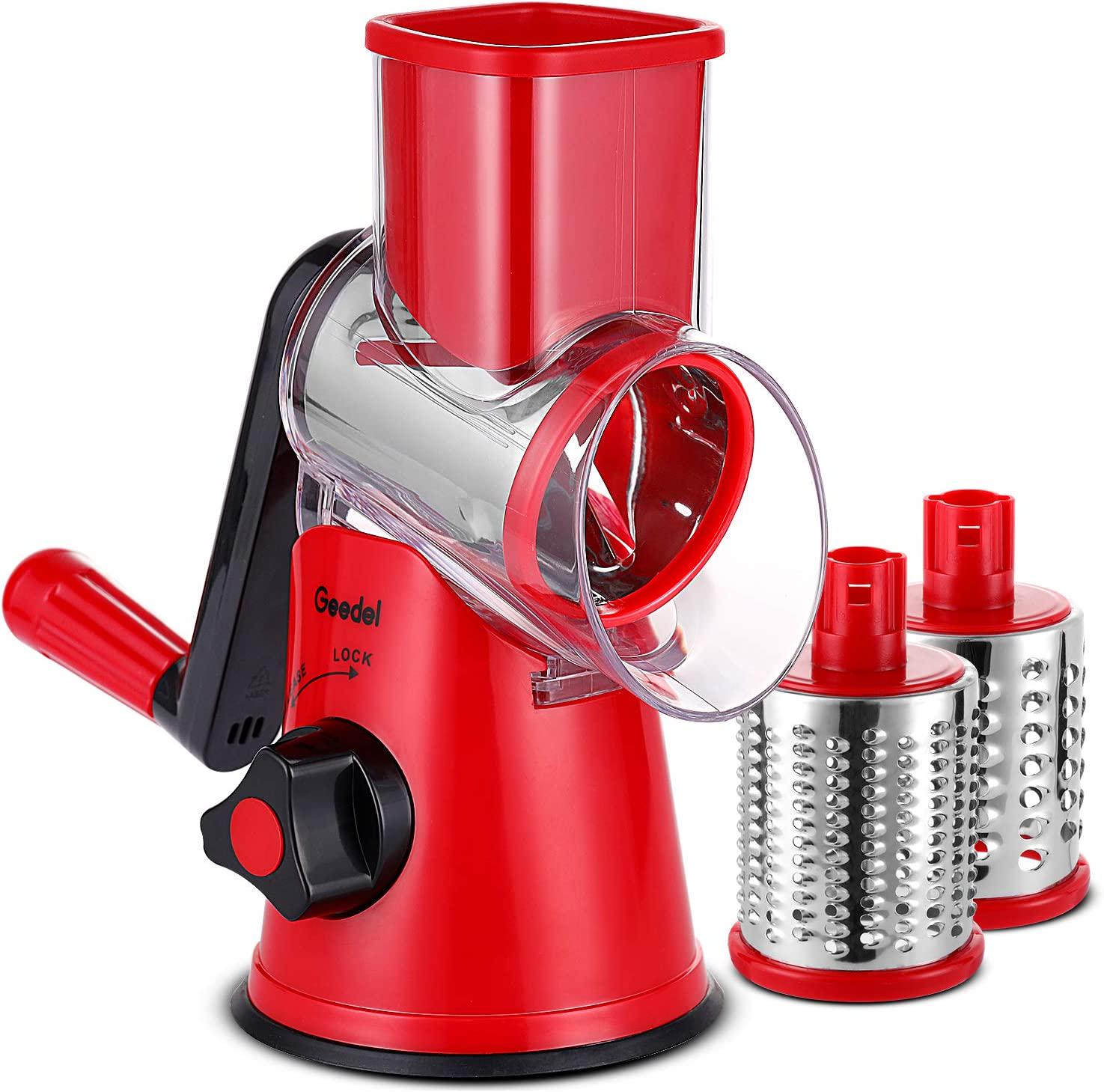 Geedel, Geedel Cheese Grater, Fast Cutting Rotary Vegetable Slicer Perfect for Vegetables, Nut, Biscuit and Ice Cube