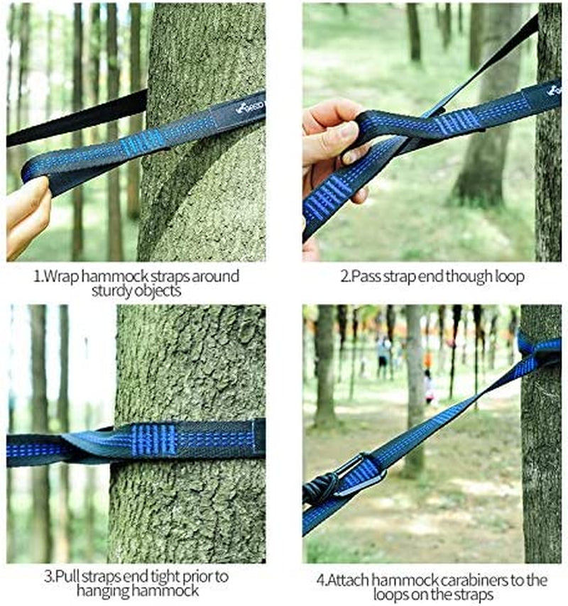 Geezo, Geezo Hammock Straps, 40 Loops Combined with Two Extra Long 10Ft XL Hammock Straps Heavy Duty Triple Stitched Non-Stretch Polyester Hammock Tree Straps (Holds up to 500Lbs) (Black)