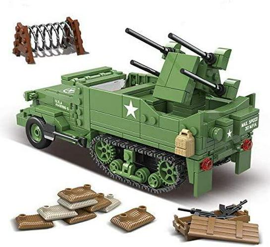 General Jim's, General Jim s WW2 Military Building Blocks Toy Truck Set - M16 MGMC Half Track Anti-Aircraft - Military Brick Building Set
