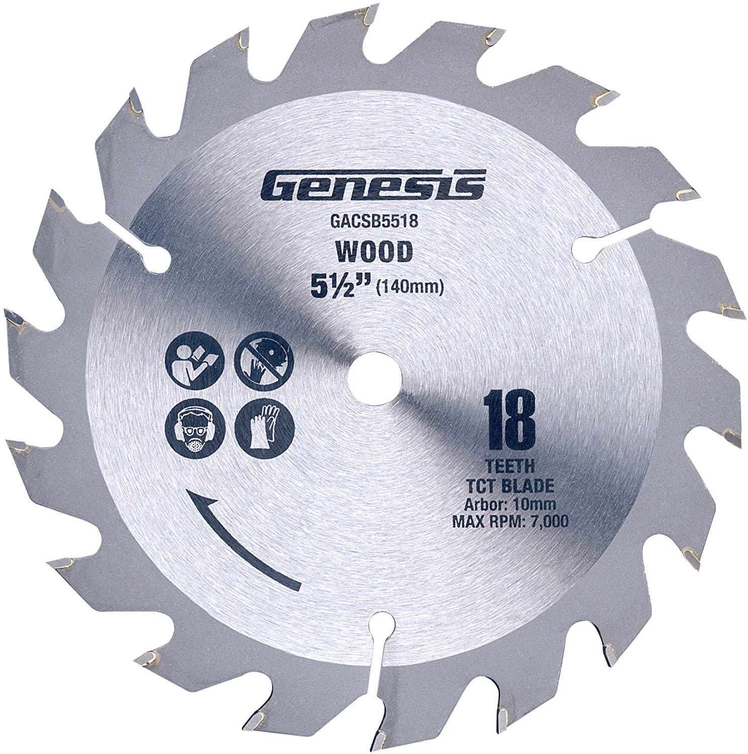 Genesis, Genesis GACSB5518 5 1/2 18-Tooth Tungsten Carbide-Tipped Circular Saw Blade