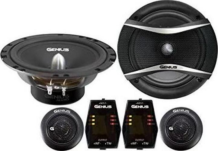 Genius, Genius 6.5 2-Way Component Set,High Sound Quality,300W Max, 4 ohm,89 db Sensitivity,1.0 Kapton voice coil, Paper Cone,Rubber Surround Magnet Structure,12 db Passive Crossover Network high-efficiency