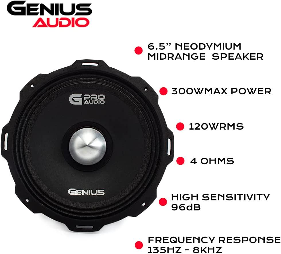 Genius, Genius GPRO-M0865 6.5 300 Watts-Max Midrange Neodymiun Car Audio Speaker 4-Ohms Paper Cone