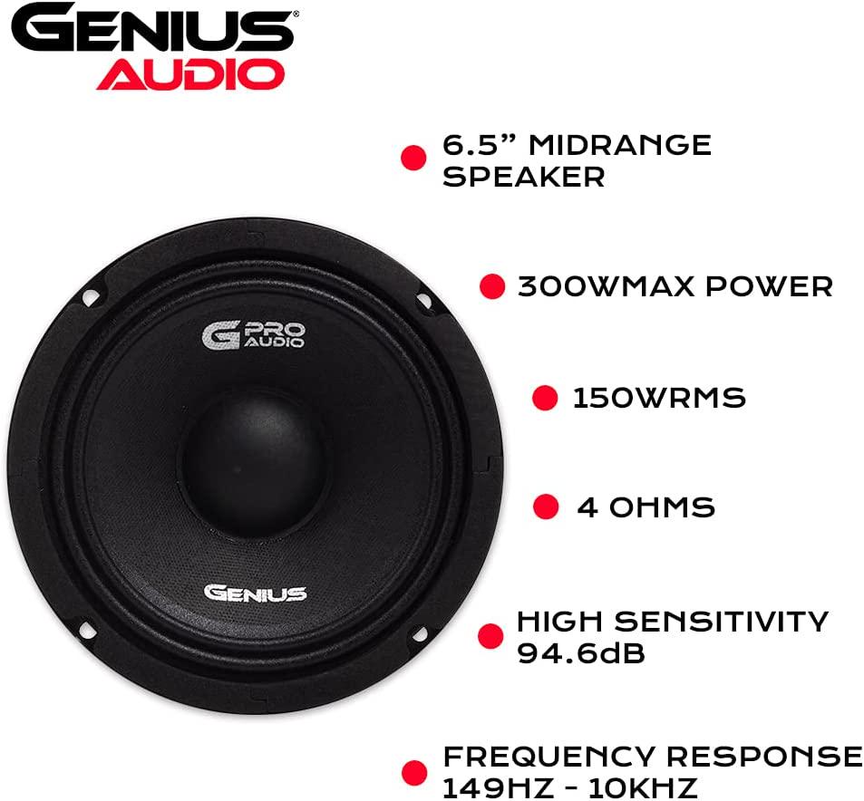 Genius, Genius GPRO-M1065 6.5 300 Watts-Max Midrange Marathon Series Car Audio Speaker 4-Ohms