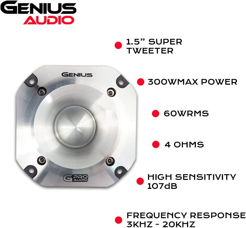 Genius, Genius GPRO-T02 1.5 300 Watts-Max Tweeter Car Audio Aluminium Diaphragm 4-Ohms