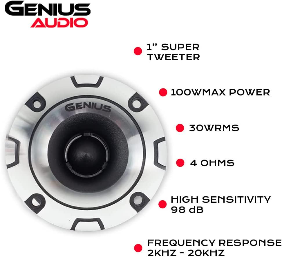 Genius, Genius GPRO-T08 1 100 Watts-Max Tweeter Car Audio Aluminium Diaphragm 4-Ohms