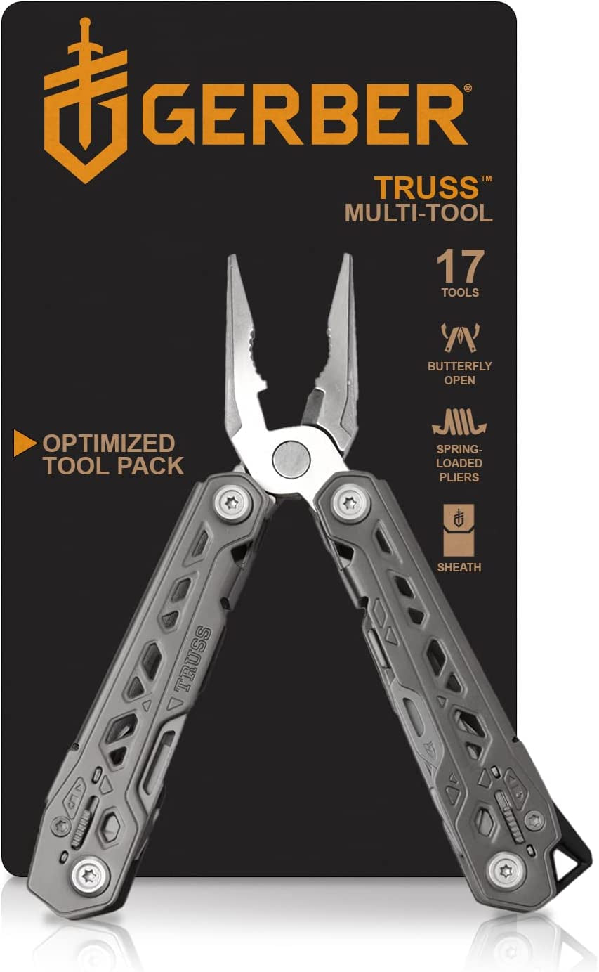Gerber Gear, Gerber Gear Truss Multitool, Stainless and Grey with Multi-Position Sheath [30-001343, New