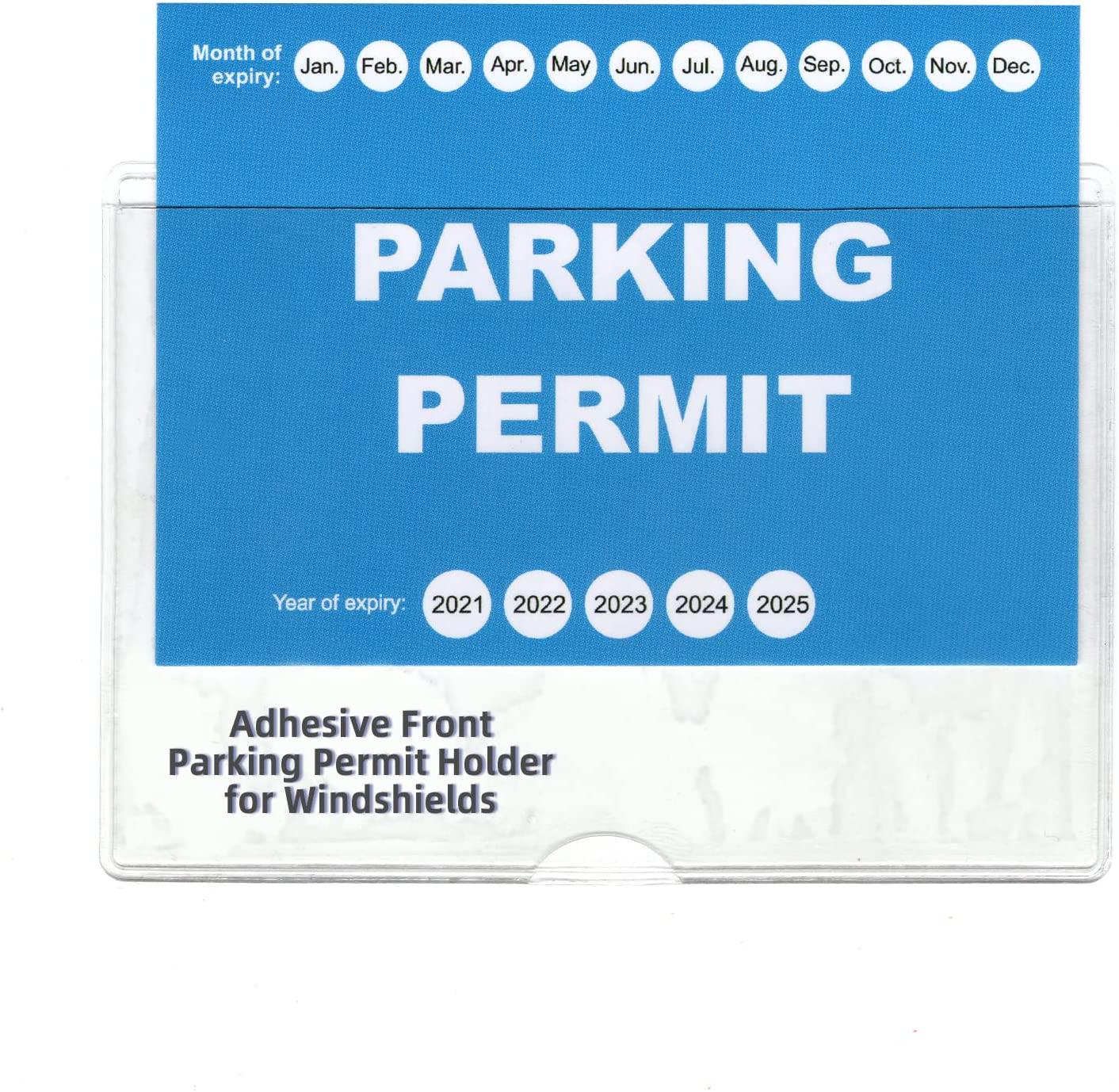 Gialer, Gialer 12 Pack - Parking Permit Holder for Car Windshield - Clear Adhesive Parking Tag Pouch - Vinyl Plastic Document Protector Holds Large Parking Placard, Pass, Decal or Sticker 4 x 3