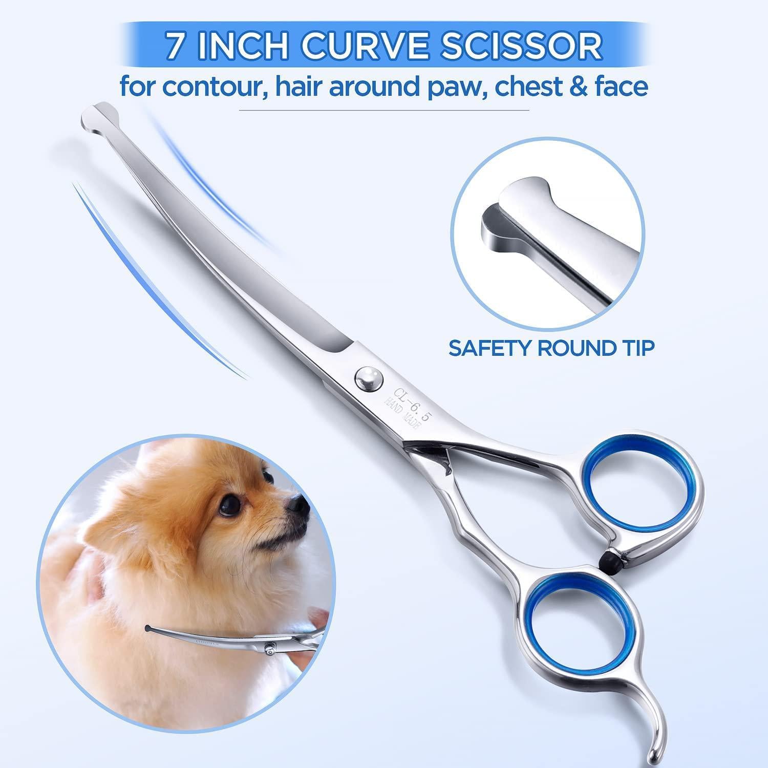 Gimars, Gimars Titanium Coated 3CR Stainless Steel Dog Grooming Scissors Kit, Heavy Duty Pet Grooming Trimmer Kit - Thinning, Straight, Curved Shears with Comb for Long and Short Hair, Fur for Cat and More Pets