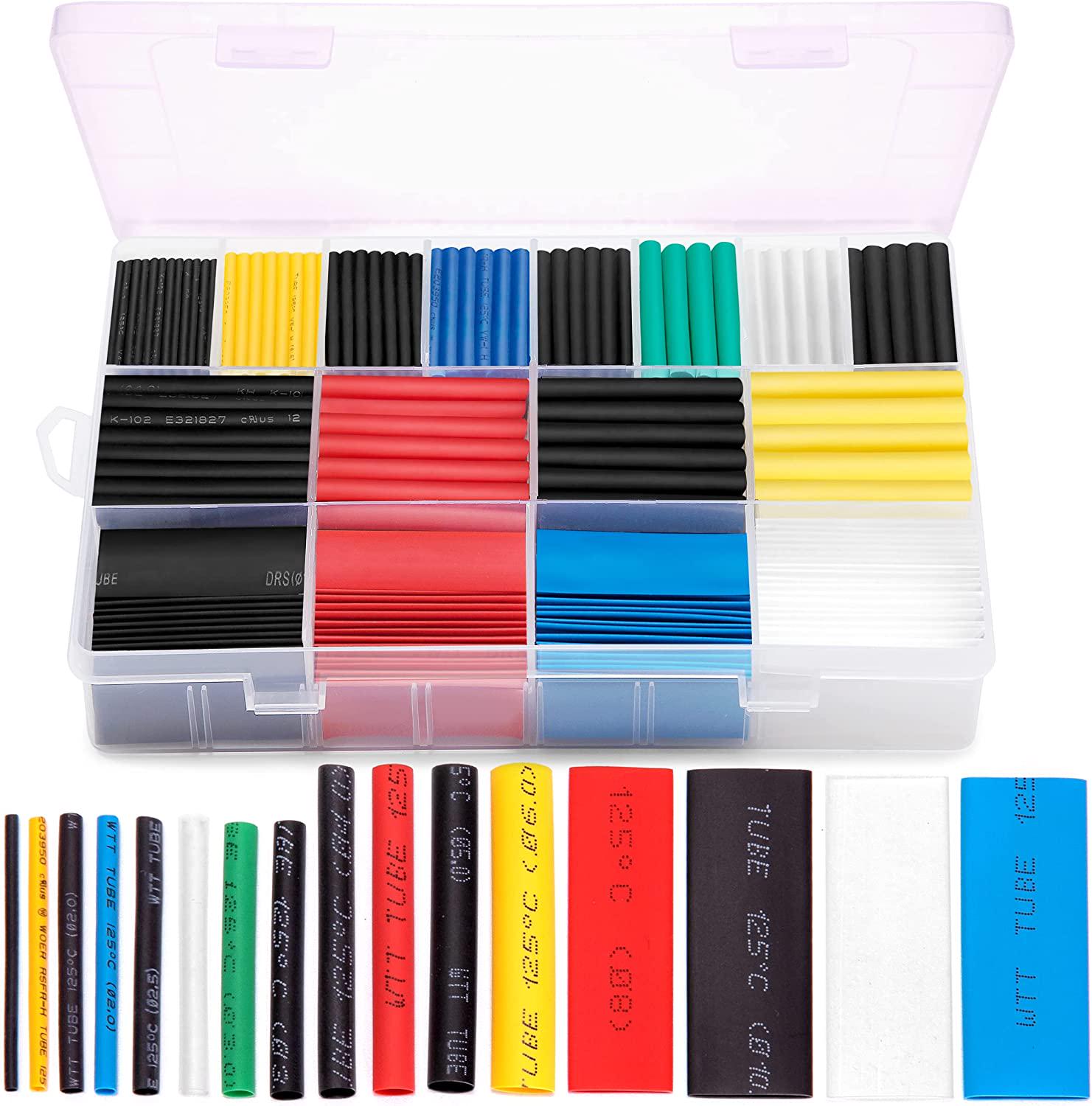 Ginsco, Ginsco 580 Pcs 2:1 Heat Shrink Tube 6 Colors 11 Sizes Tubing Set Combo Assorted Sleeving Wrap Cable Wire Kit For Diy