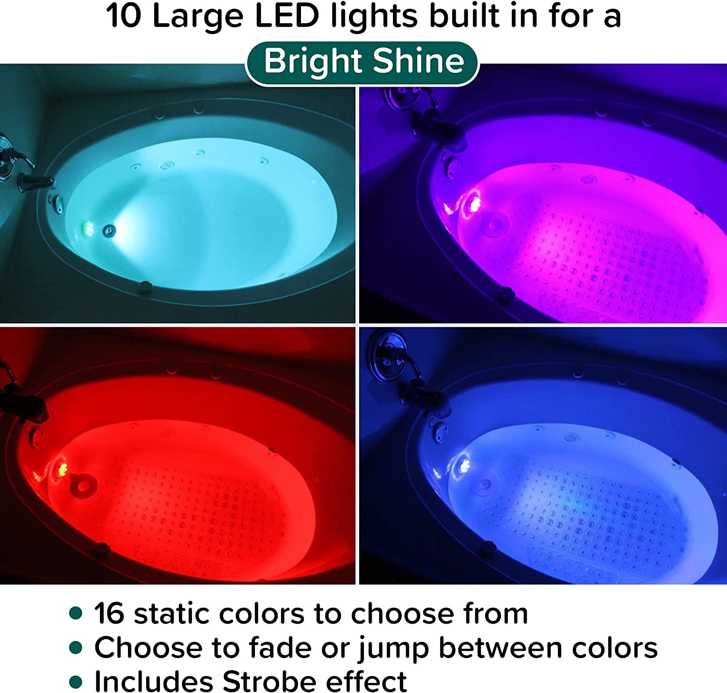 GlowTub, Glowtub Underwater Remote Controlled LED Color Changing Light for Bathtub or Spa - Battery Operated