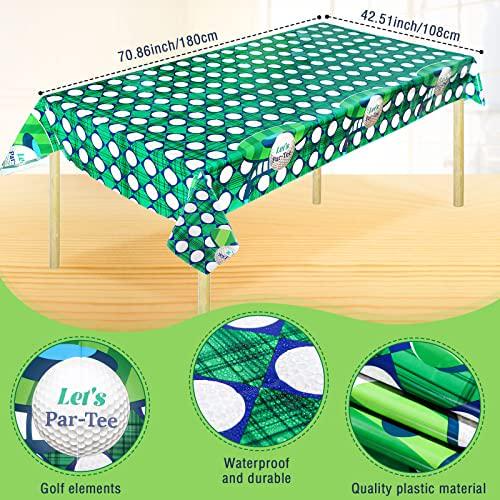 Tatuo, Golf Plastic Rectangle Table Cover Joyful Golf Party Decorations Green Golf Table Cloth Golf Party Table Cover Golf Themed Birthday Party Supplies for Home Office School, 42.5 x 70.9 Inch (1 Piece)