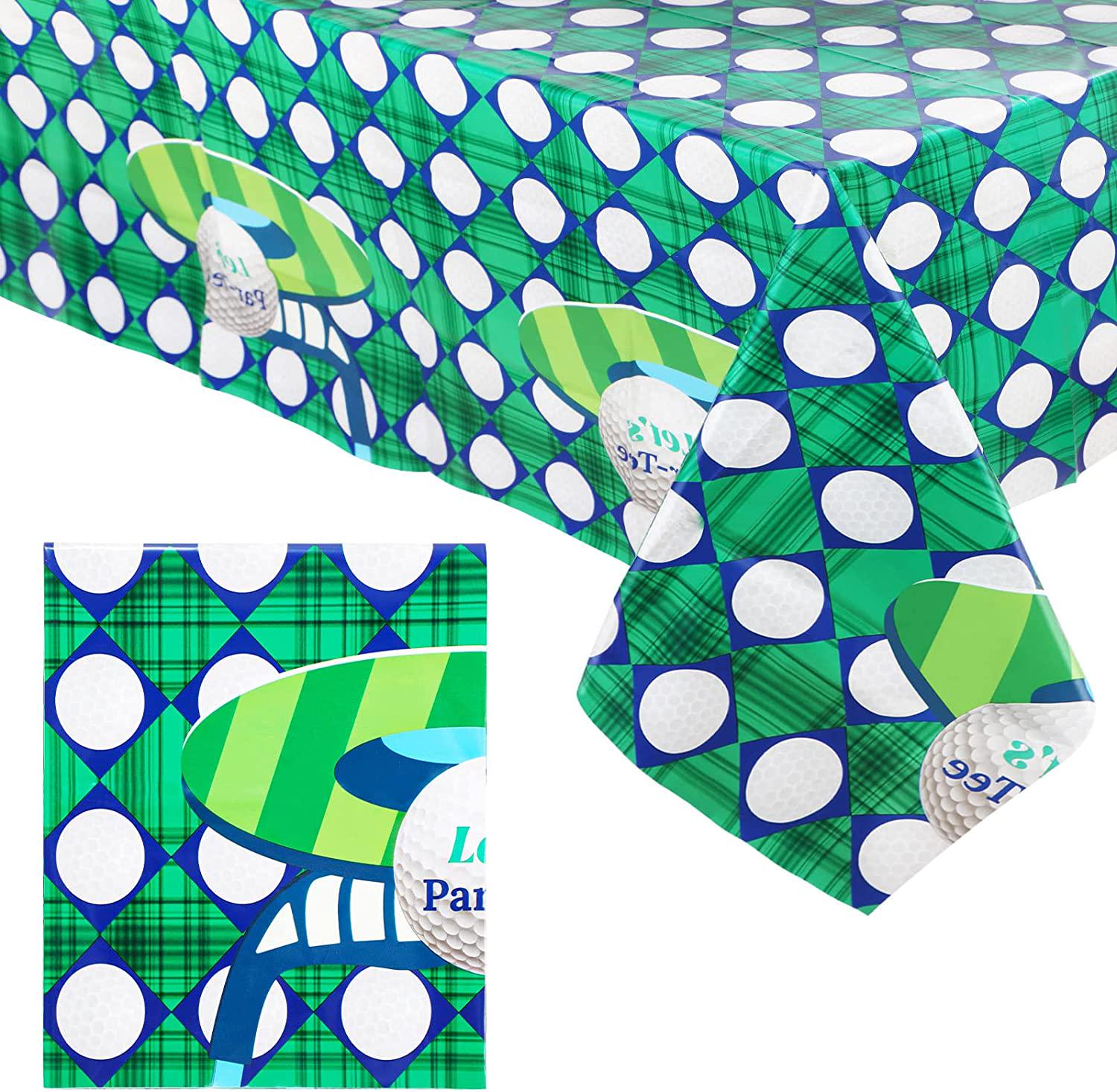 Tatuo, Golf Plastic Rectangle Table Cover Joyful Golf Party Decorations Green Golf Table Cloth Golf Party Table Cover Golf Themed Birthday Party Supplies for Home Office School, 42.5 x 70.9 Inch (1 Piece)