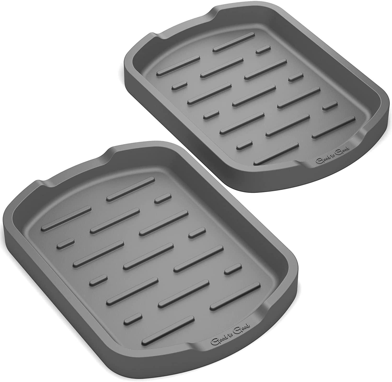 GOOD TO GOOD, Good to Good Silicone Organizer Tray Set of 2 - Multipurpose use Like Spoon Rest Sponge Holder soap Holder Gray