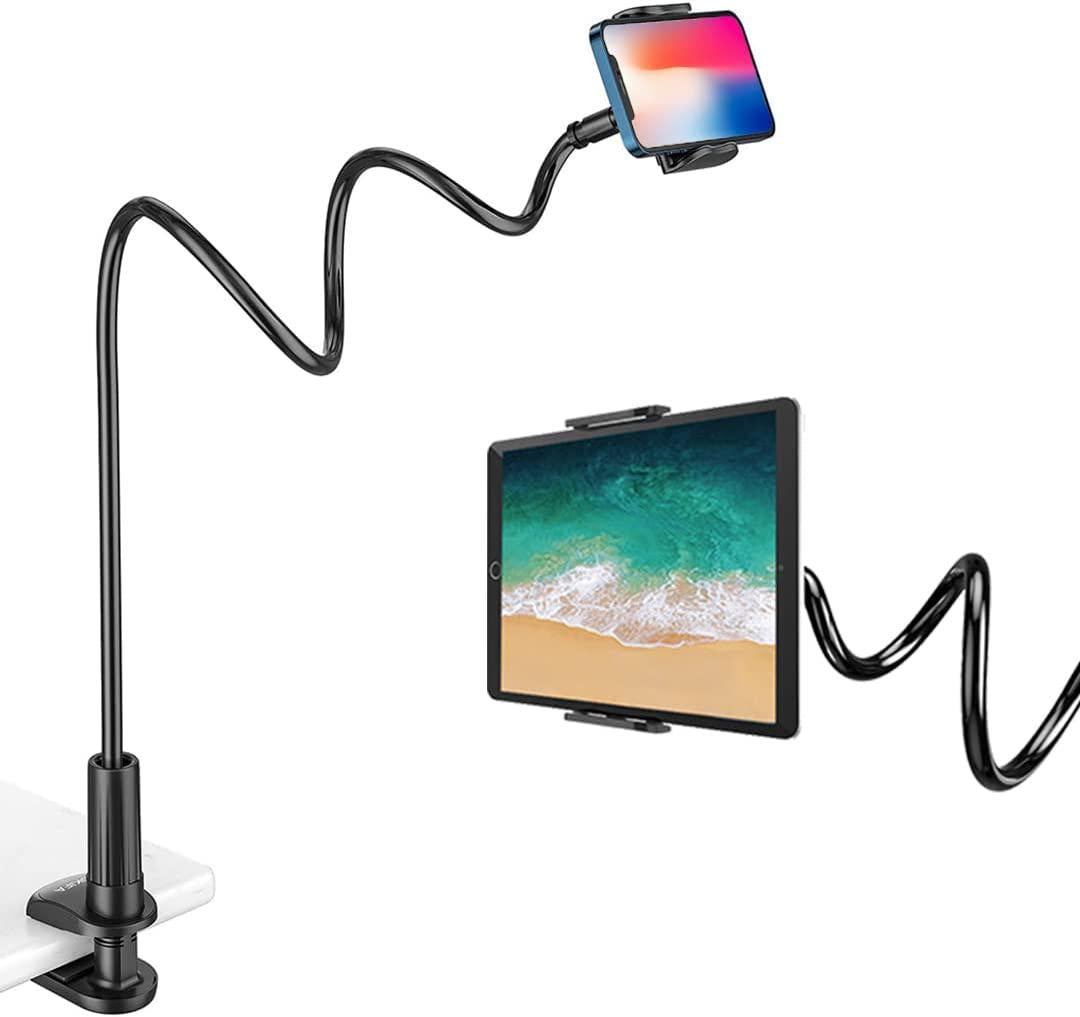 MAG Store, Gooseneck Phone Holder, 360° Flexible Arm Clip Tablet Stand for Desk and Bedside, iPad Holder Compatible with iPhone 13, 13 Pro Max, 12, 11, 10, 8, iPad Pro, Air, Samsung Tabs and Devices 4.7-10.5