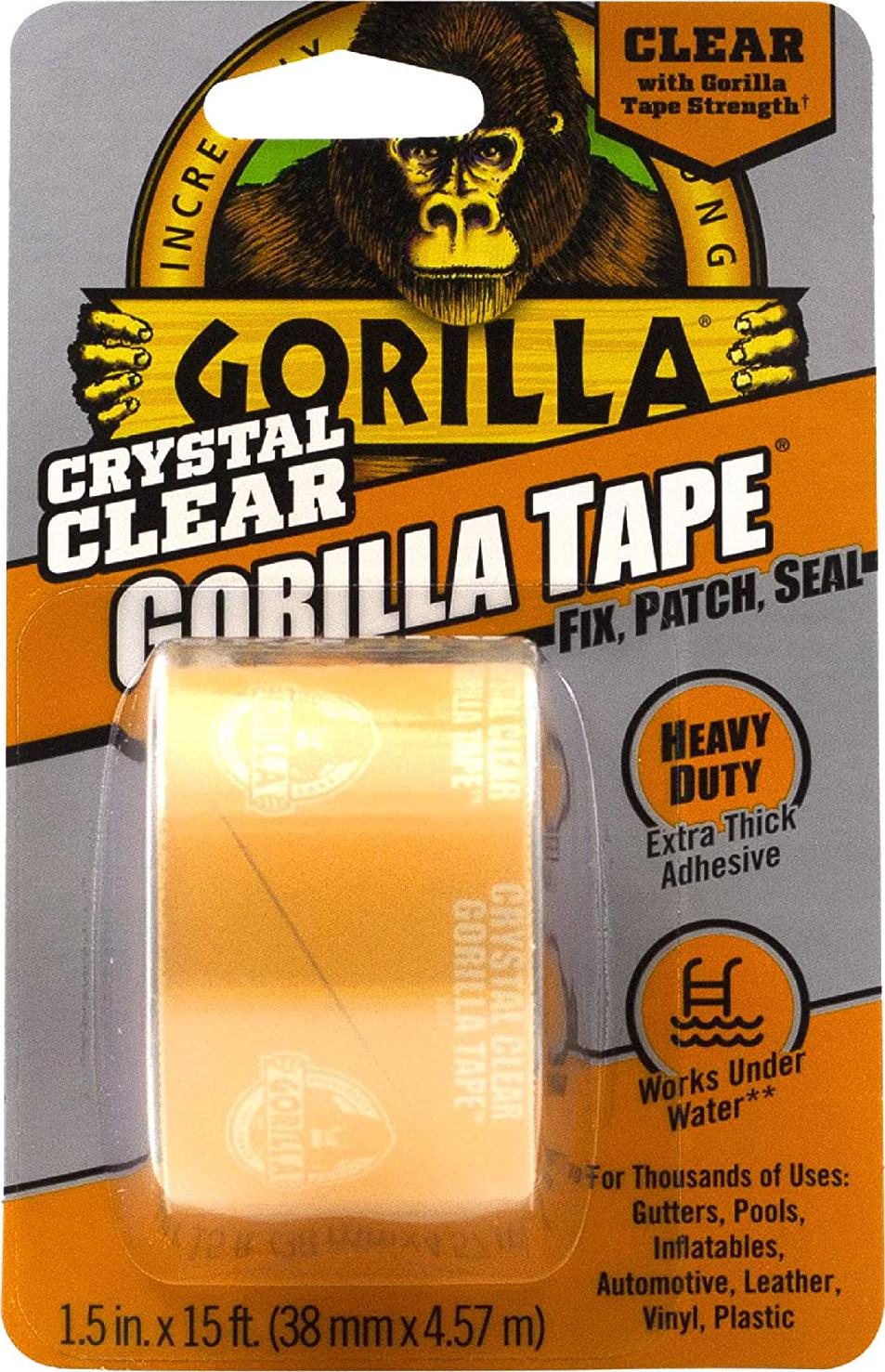 Gorilla, Gorilla 6015002 Tape, Crystal Clear Duct Tape, 1.88 x 5 yd, Clear