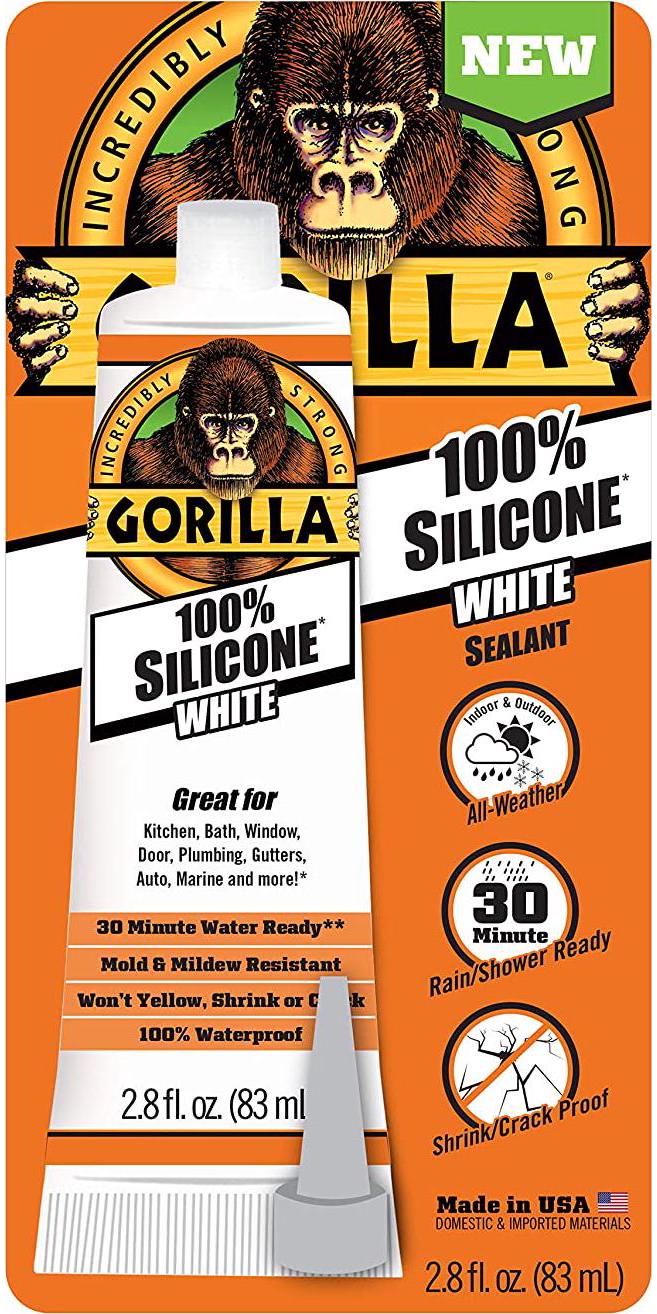 Gorilla, Gorilla 8060810 White Tube Silicone Sealant, 2.8oz