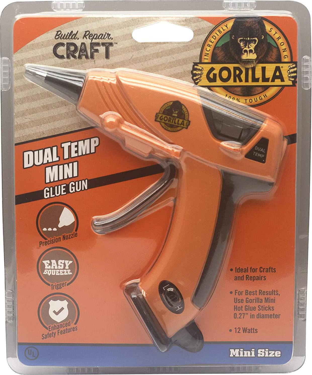 Gorilla, Gorilla Dual Temp Mini Hot Glue Gun Kit with 75 Hot Glue Sticks