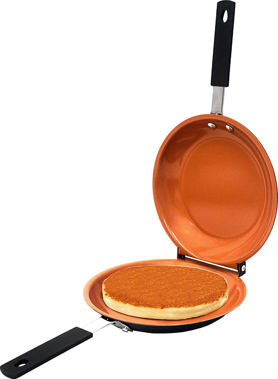 GOTHAM STEEL, Gotham Steel Double Pan, The Perfect Pancake Maker Nonstick Copper Easy to Flip Pan, Double Sided Frying Pan for Fluffy Pancakes, Omelets, Frittatas and More! Pancake Pan Dishwasher Safe