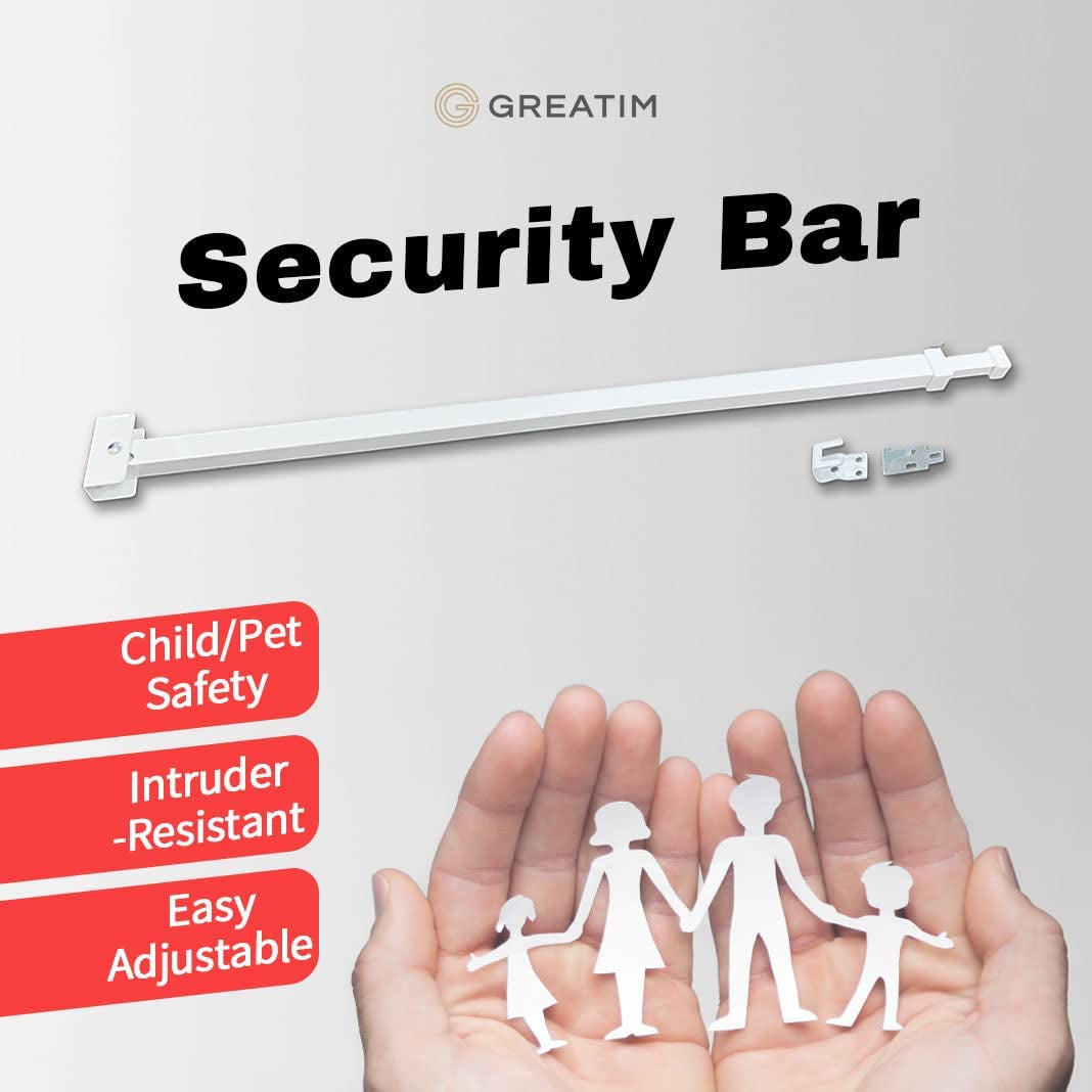 G GREATIM, Greatim GT-DB003 Window Bars Security, Patio Door Security Bar, Window Safety Bars,Sliding Door Lock Bar (113X5.5X2.5 Cm)