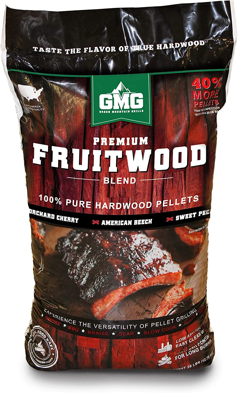 Green Mountain Grill, Green Mountain Grill Premium Hardwood Fruitwood Pellets, Multicolour, 28 Lbs