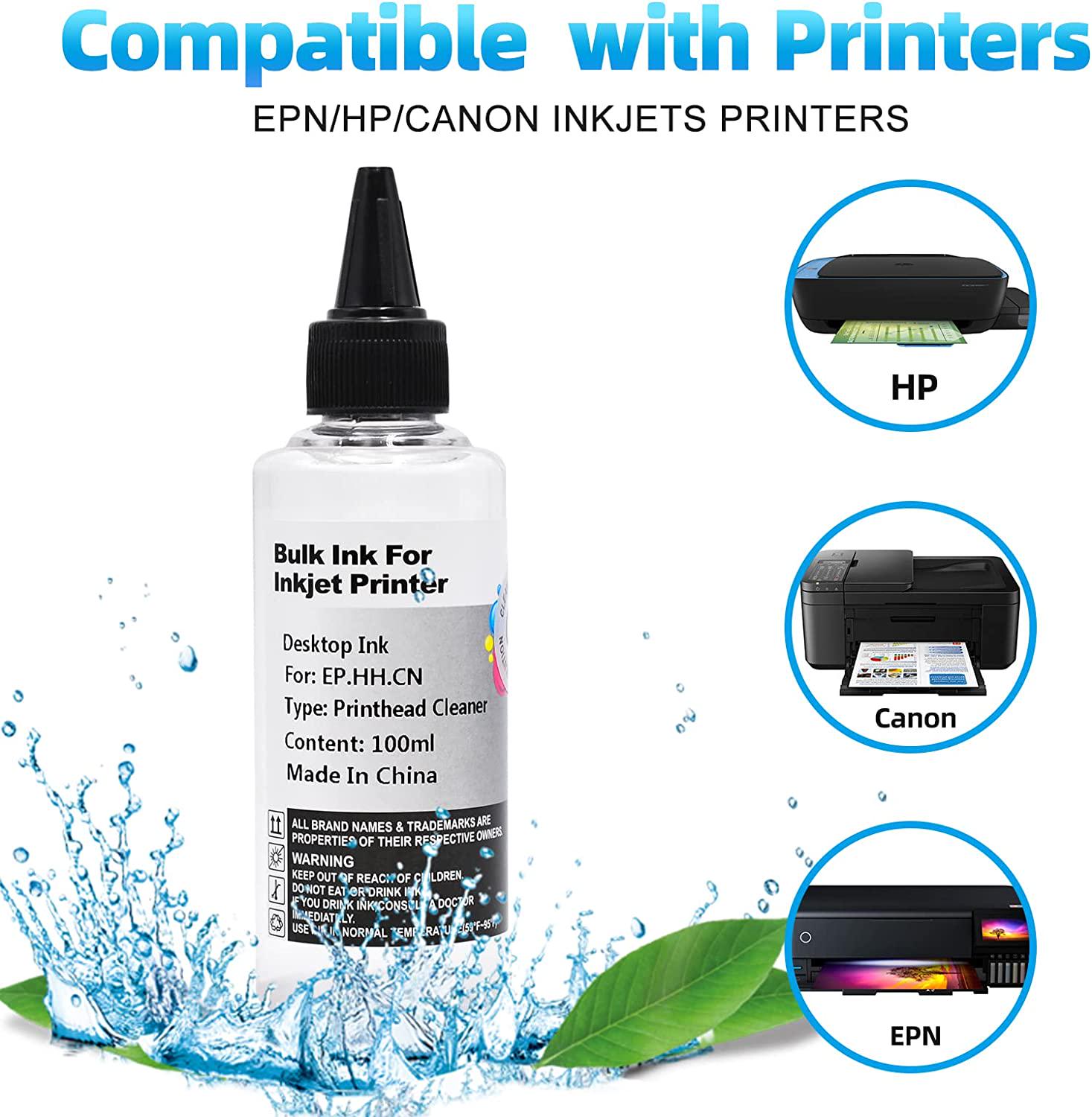 GreenArk, GreenArk printhead Cleaning kit Nozzle Cleaner 100ml*2 printhead Cleaner use for All Inkjet Printer of Epson, HP and Canon(2 Pack)