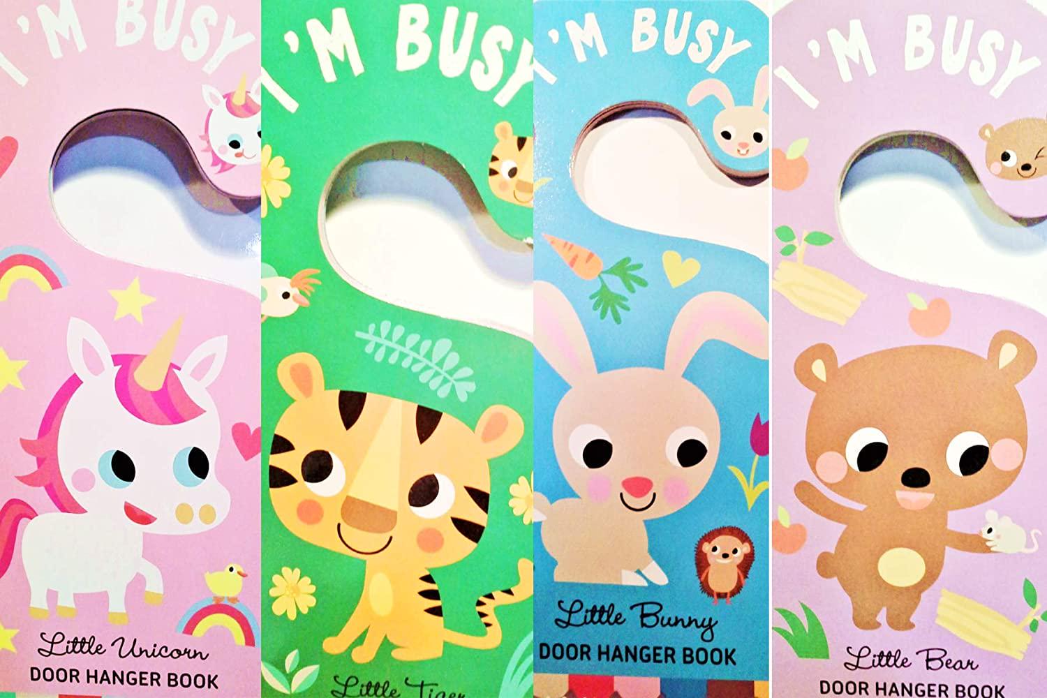 Greenbrier International, Greenbrier International Im Busy Little Bear, Bunny, Tiger and Unicorn Door Hangar Board Books Set of 4