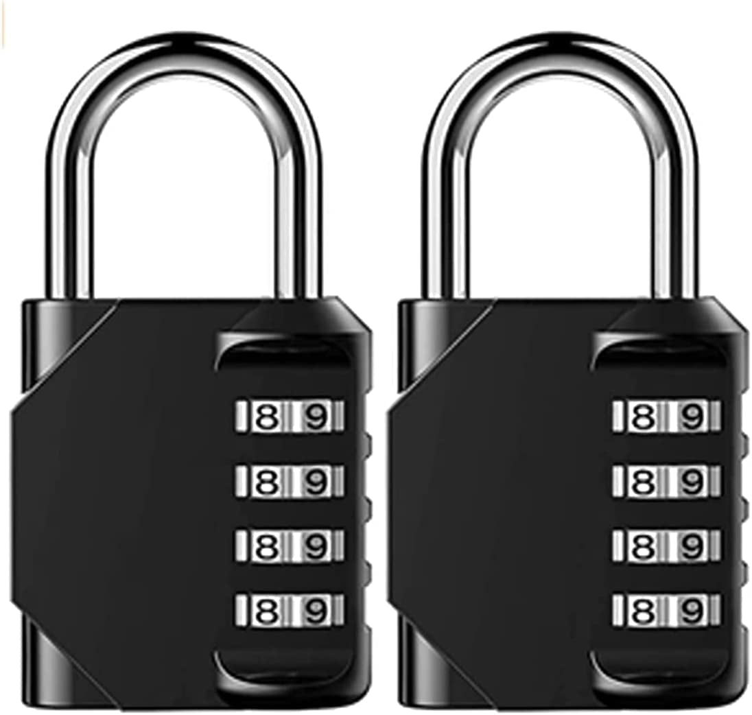 Grestar, Grestar 2 Pack Combination Lock 4 Digit Outdoor Waterproof Padlock for School Gym Locker, Sports Locker, Fence, Toolbox, Gate, Case, Hasp Storage (Black)