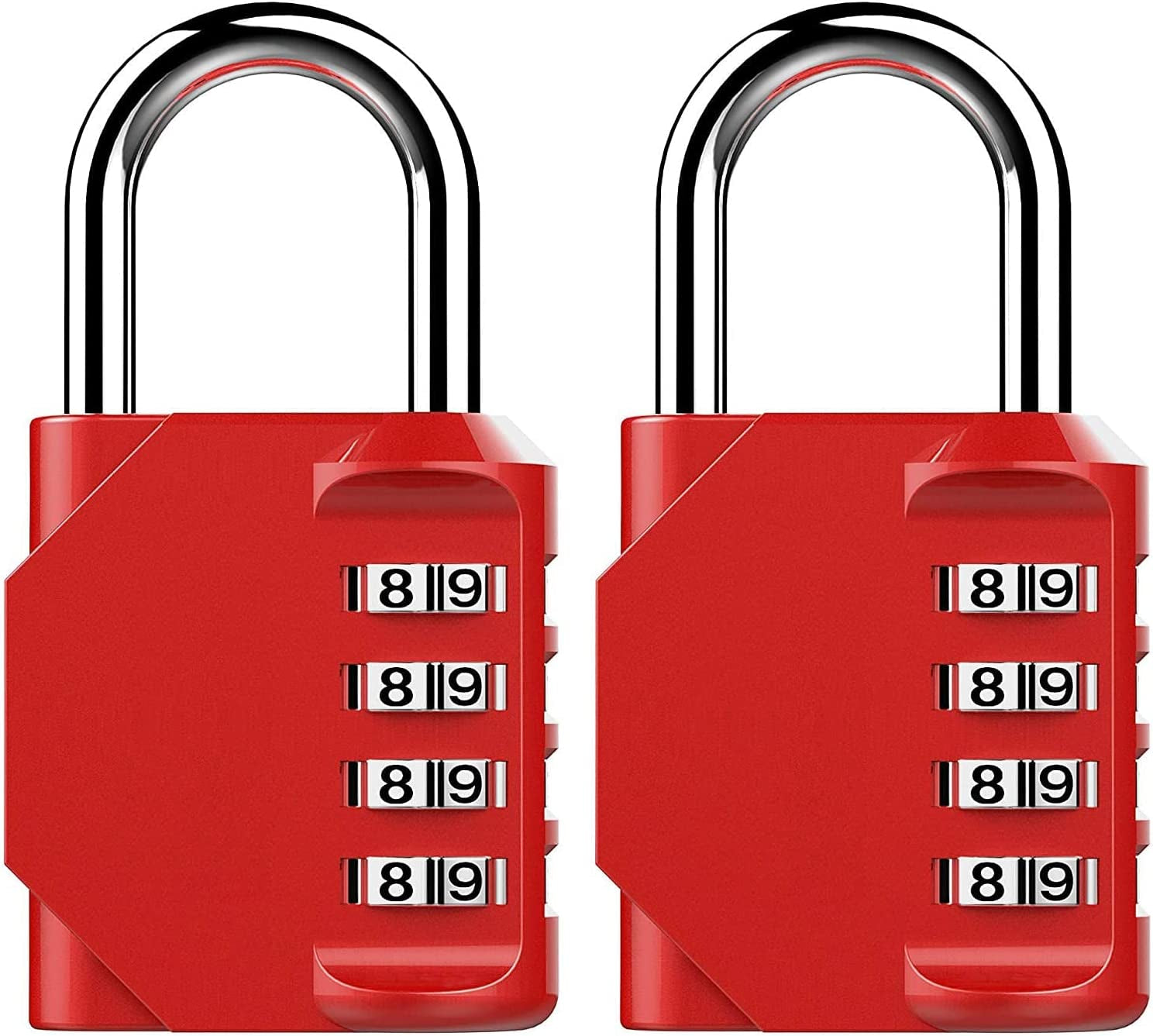 Grestar, Grestar 2 Pack Combination Lock 4 Digit Outdoor Waterproof Padlock for School Gym Locker, Sports Locker, Fence, Toolbox, Gate, Case, Hasp Storage (Red)