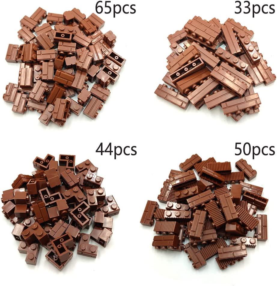 dspitwod, dspitwod Masonry Walls Gray Building Bricks Loot Pieces Accessories Brick Bazaar Compatible Classic Creative Toy (198pcs) (Brown)