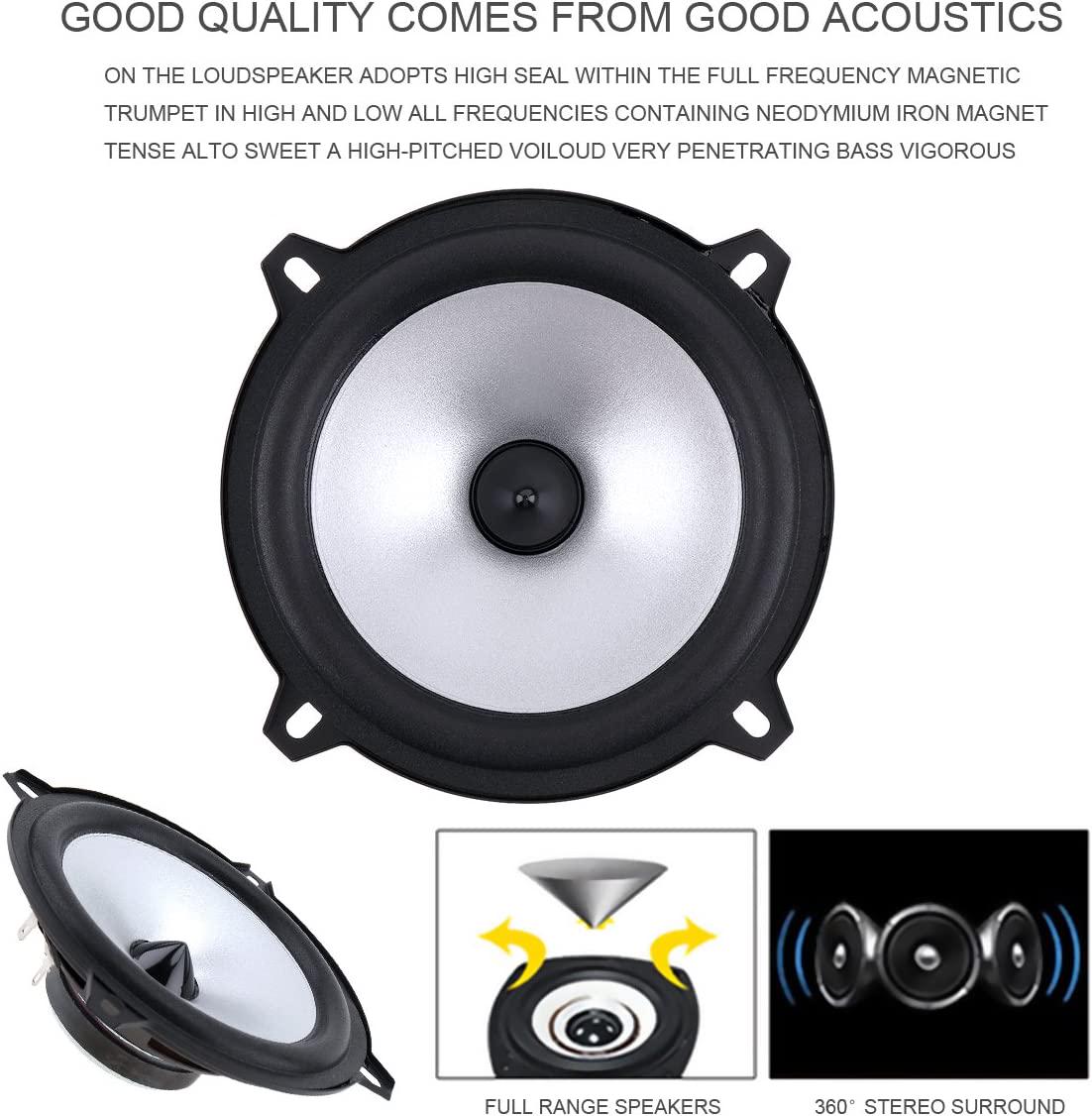 ePathChina, ePathChina 2pcs 5 Inch 60W 2 Way Coaxial Car Speakers Automobile HiFi Full Range Frequency Sensitivity Power Loudspeaker