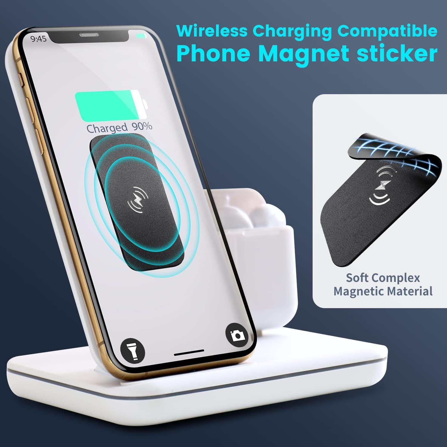 eSamcore, eSamcore Cell Phone Magnet Sticker Allows Wireless Charging, Comes with Magnetic Phone Mount for car, Soft Magnetic Plate for car Phone Holder Mount Vent Clip Compatible with Samsung Galaxy iPhone
