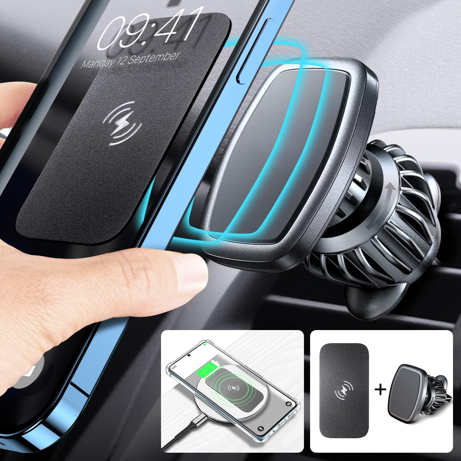 eSamcore, eSamcore Cell Phone Magnet Sticker Allows Wireless Charging, Comes with Magnetic Phone Mount for car, Soft Magnetic Plate for car Phone Holder Mount Vent Clip Compatible with Samsung Galaxy iPhone