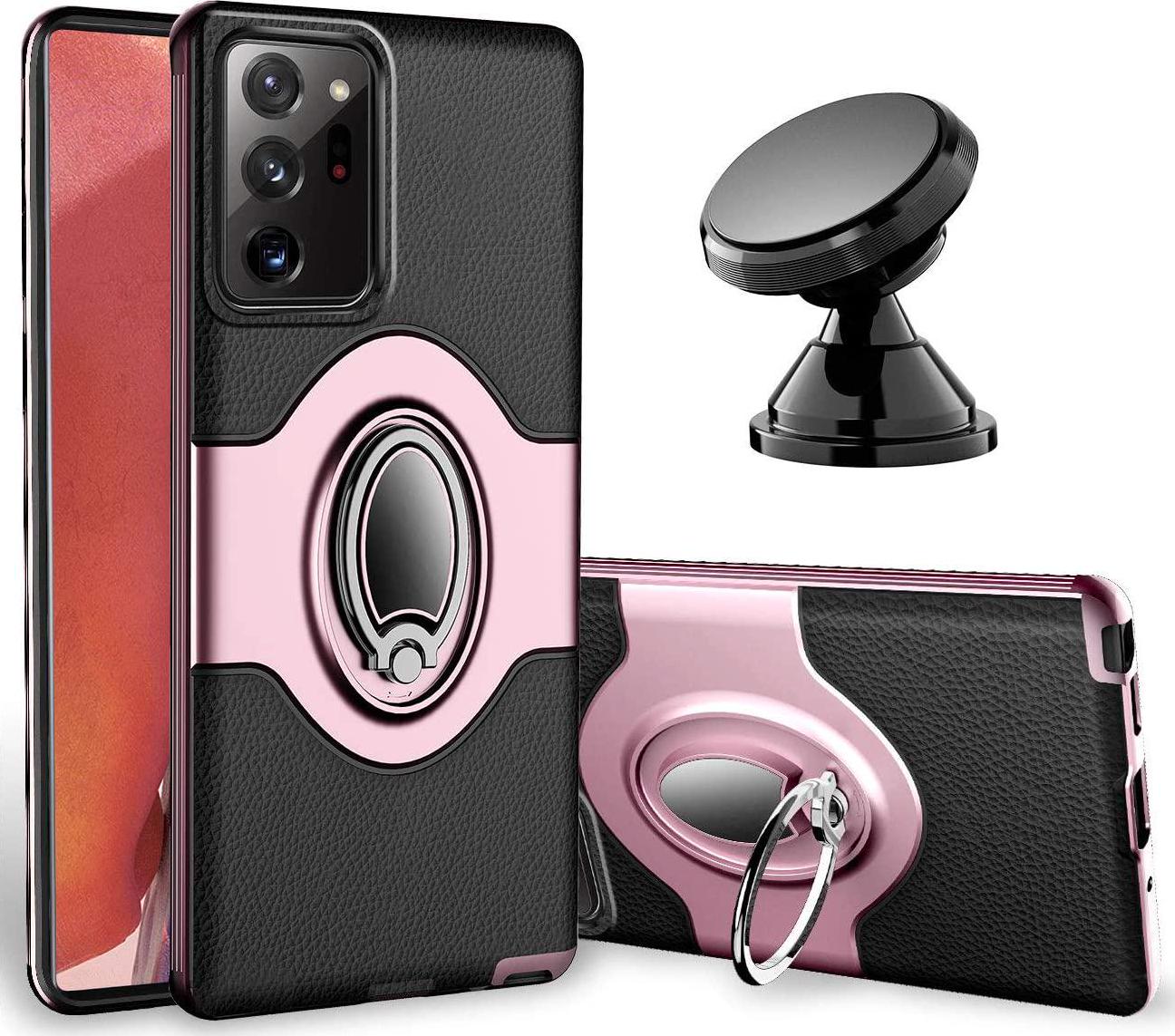 eSamcore, eSamcore Note 20 Ultra Case - Phone Ring Holder Case + Dashboard Magnetic Car Phone Mount Kickstand Grip for Samsung Galaxy Note 20 Ultra 5G 6.9 [Rose Gold]