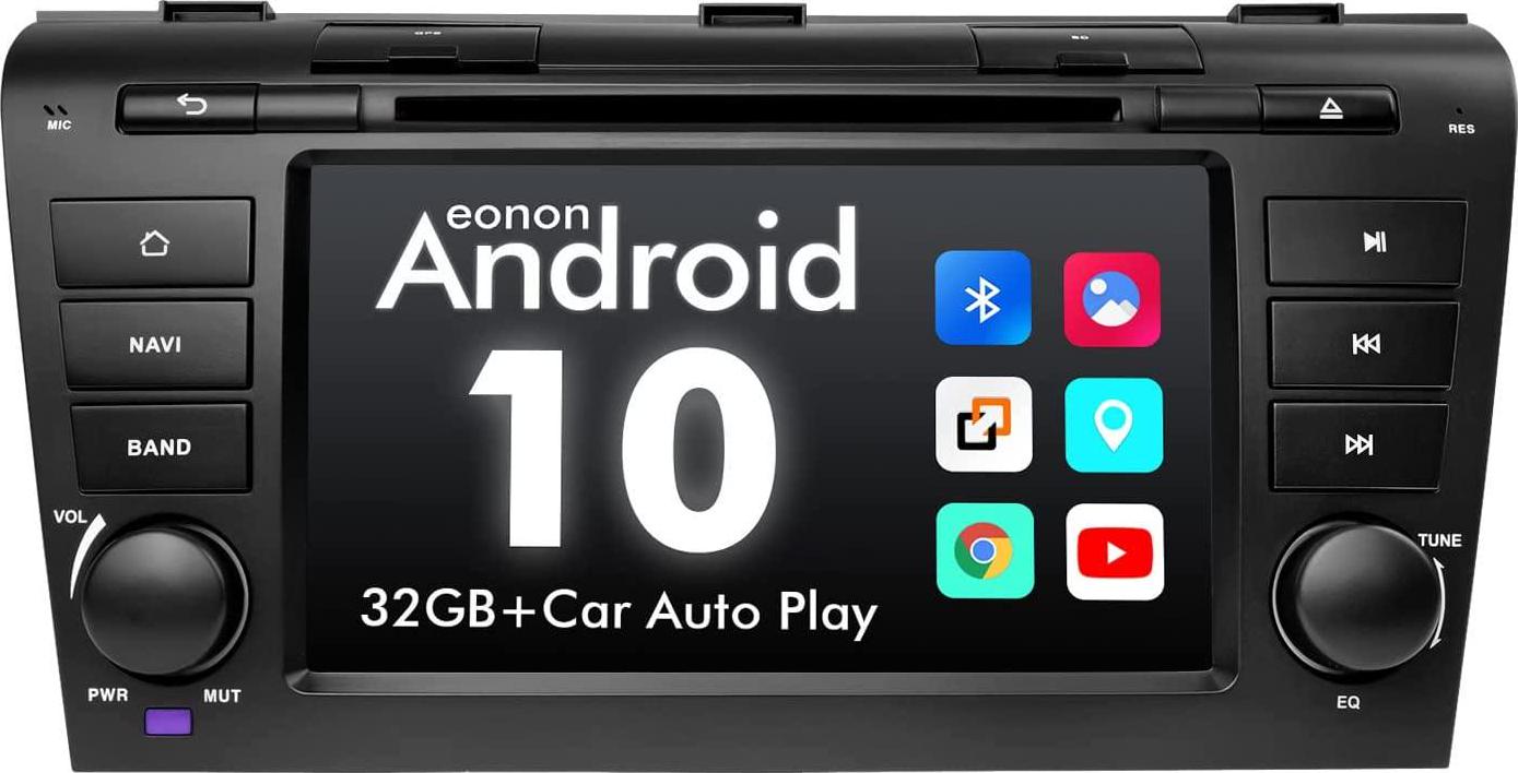 Eonon, eonon 7 inch Android 10 2GB+32GB Car Stereo GPS Navigation Auto Radio DVD Player Built in DSP USB 4×45W Bluetooth 5 Support CarPlay Android Auto for Mazda 3 2004-2009 Double Din Headunit GA9451
