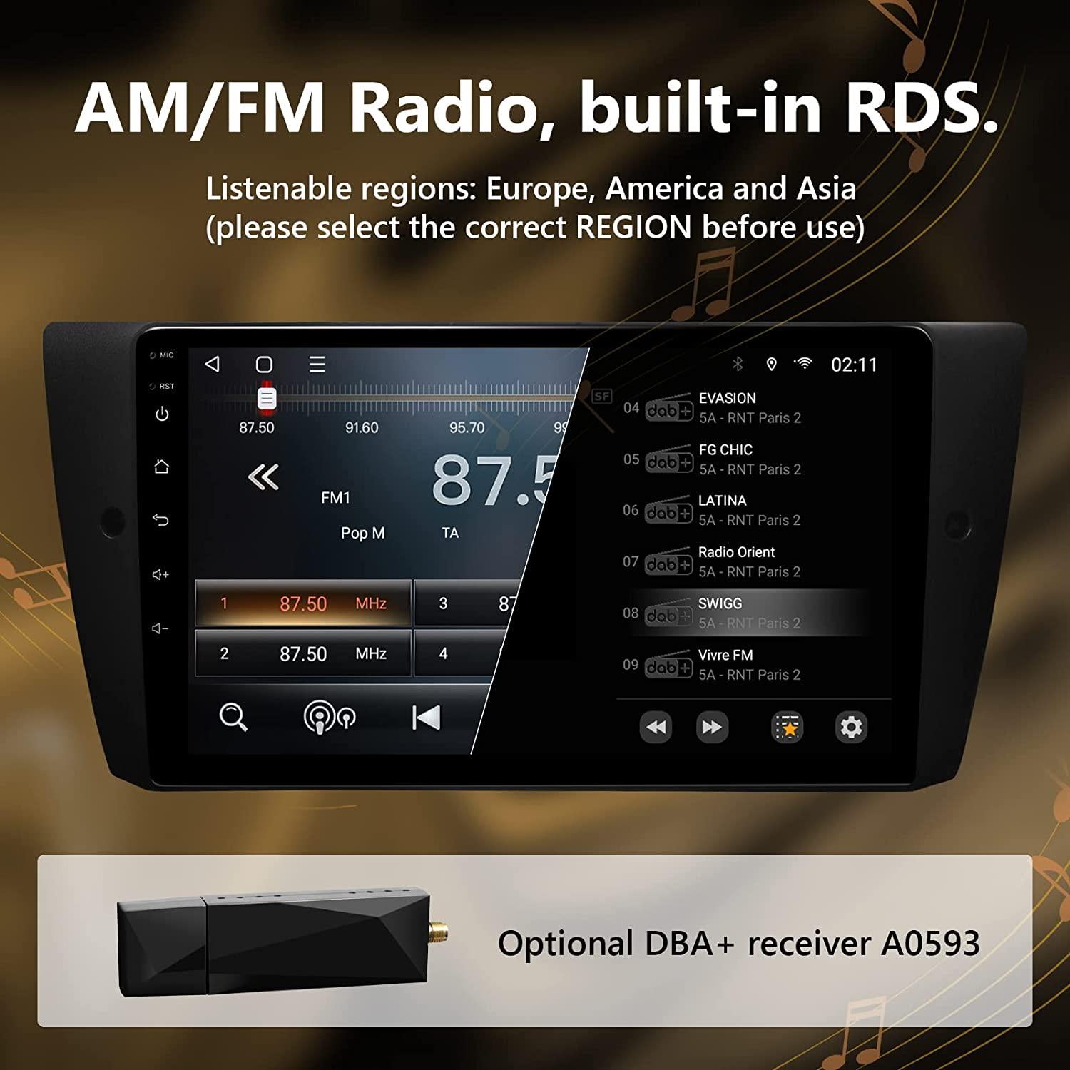 Eonon, eonon Q65Pro 9 2.5D IPS Android 10 GPS DSP BT CarPlay Android Auto Amp Car Stereo Headunit for E90 E91 E92 E93